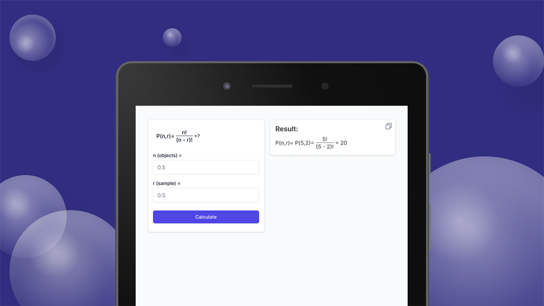 Permutations Calculator Screenshot 1