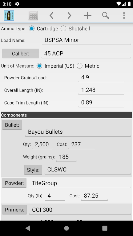 Reloading Calculator - Ammo應用截圖第0張