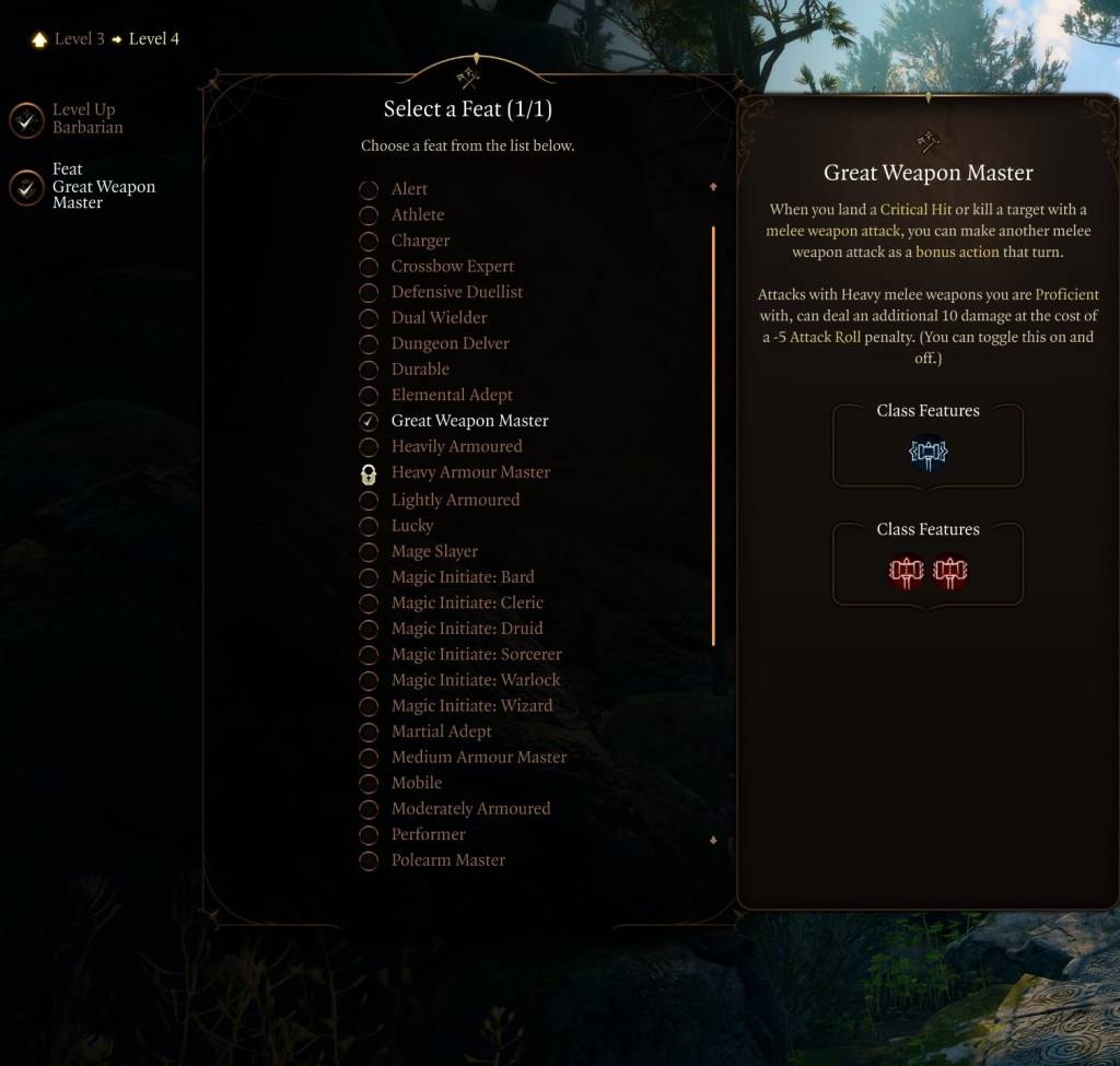 Great Weapon Master feat in Baldur's Gate 3