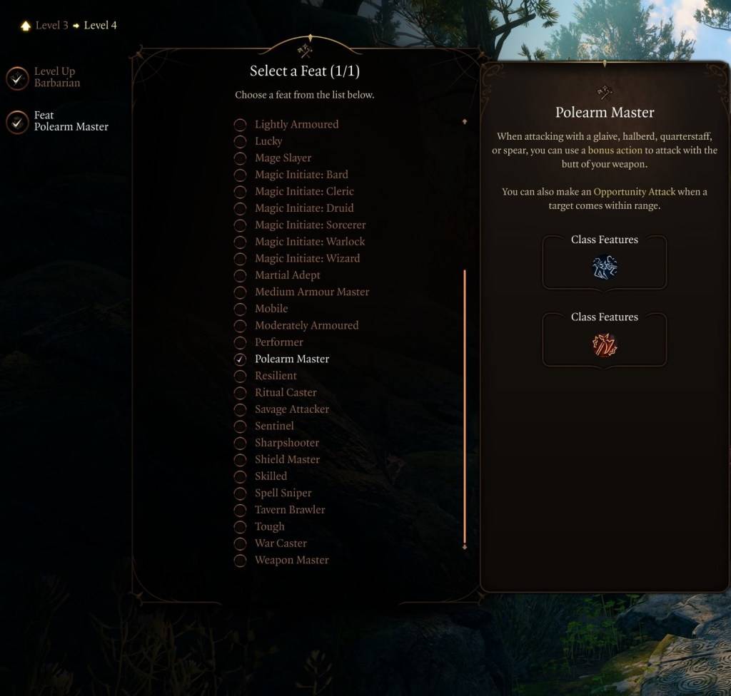 Polearm Master feat in Baldur's Gate 3