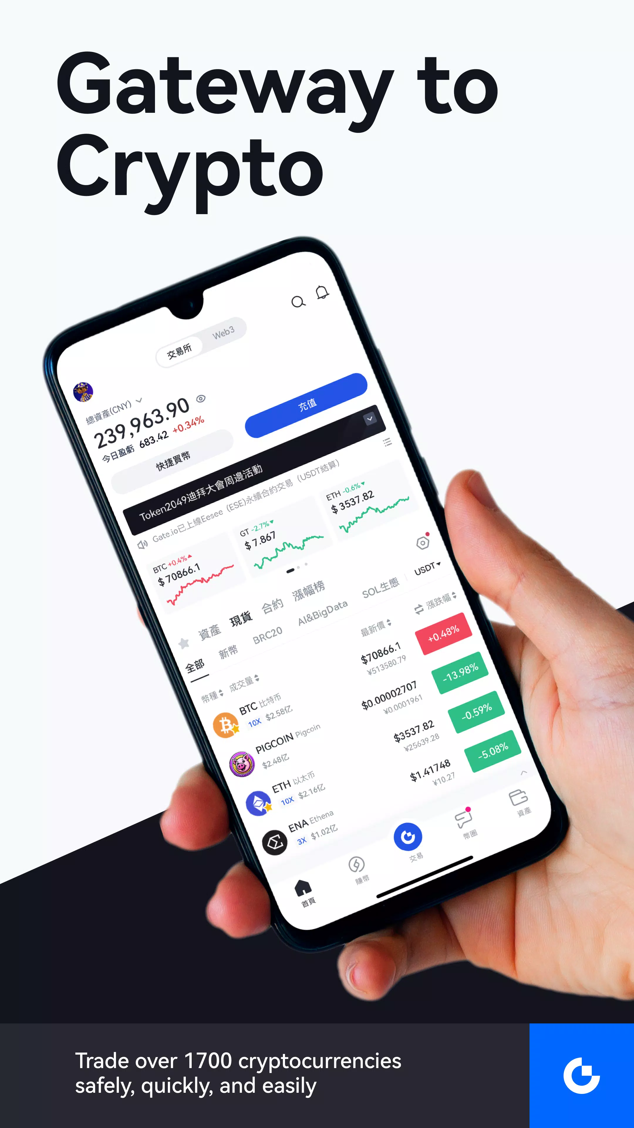 Gate.io 交易平台 - 购买比特币和千种加密货币应用截图第0张