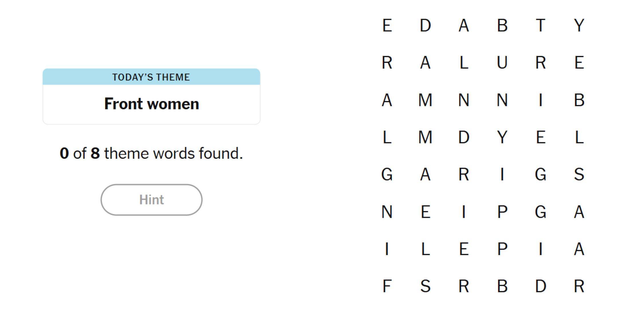 The Strands puzzle grid