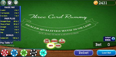 Vegas Three Card Rummy Скриншот 0