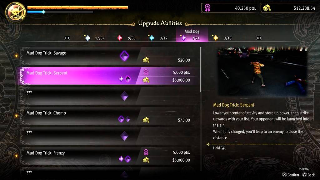 Actualización de trucos de serpiente para Goro en Like A Dragon: Pirate Yakuza en Hawaii