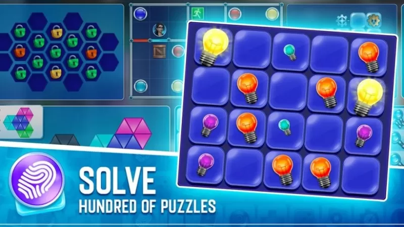 Una captura de pantalla de un rompecabezas de mezcla y combinación en misterios de Puzzletown que muestra una simple mezcla de bombillas que se combinan