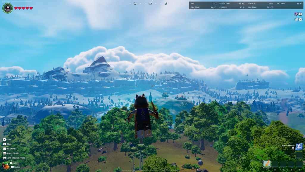Карта с доступными биомами в LEGO Fortnite
