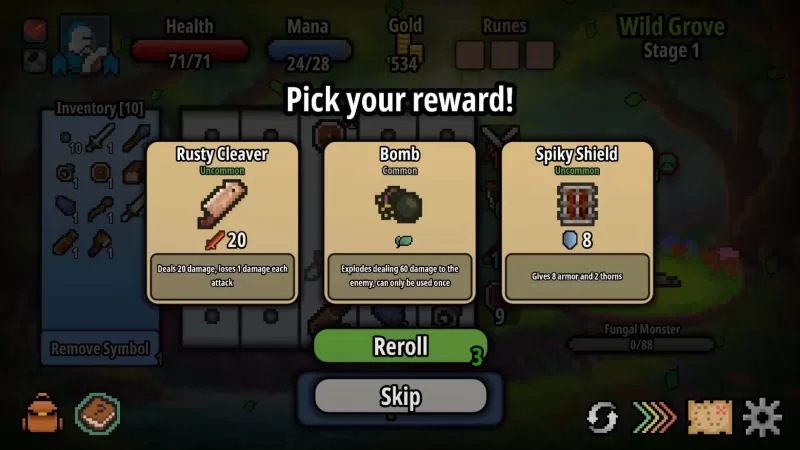 Un menu di diversi power-up e armi