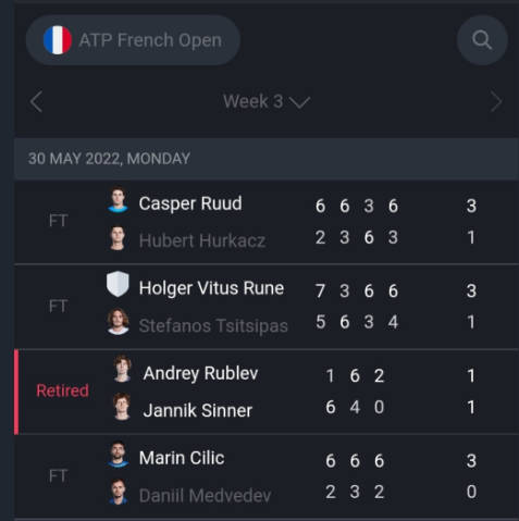 ATP live scores : Tennis live Screenshot 2