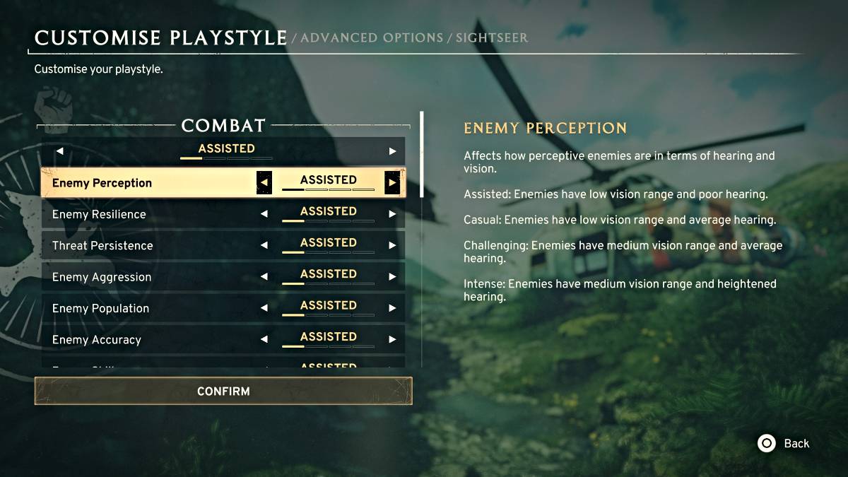 Atomfall의 Playstyle 사용자 정의 메뉴