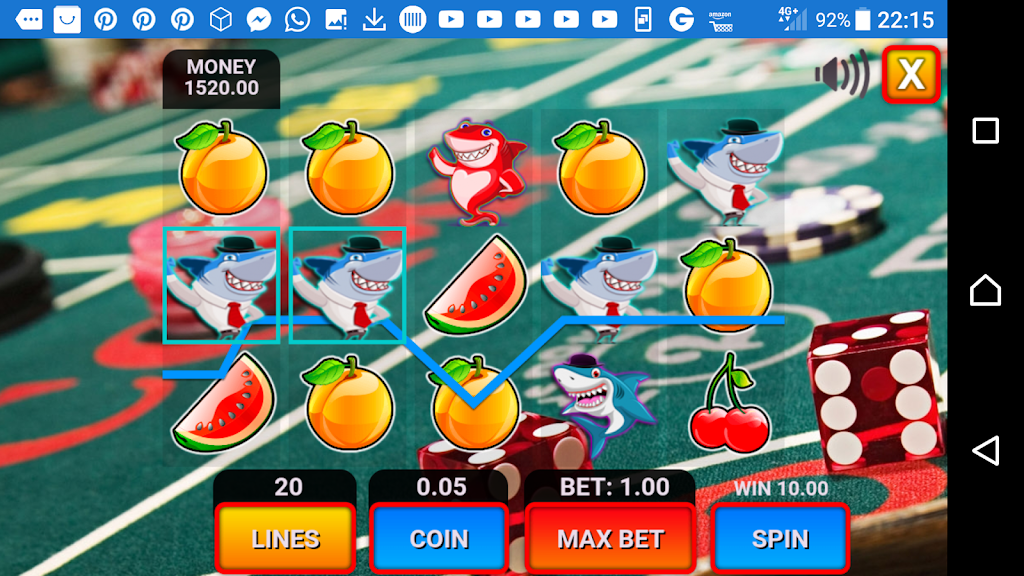 shark fruit casino slots machines स्क्रीनशॉट 1