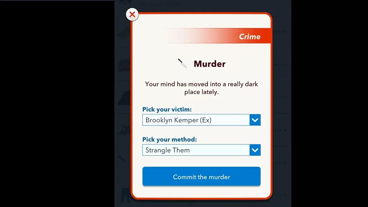 Bitlife strangola loro l'opzione di omicidio