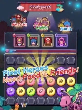 带有像素字符的Match-3网格