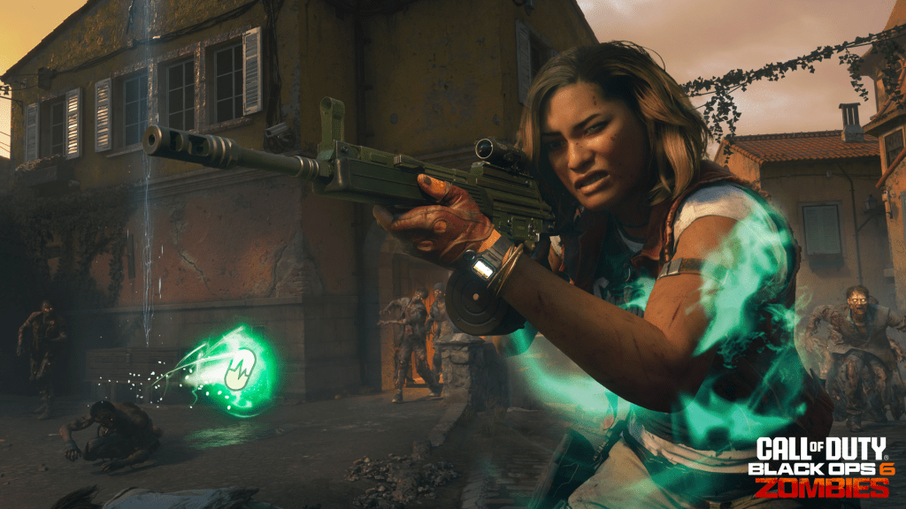 Maya disparando uma arma com a luz leve Mod Mod na Citadel des Morts em Black Ops 6 Zombies