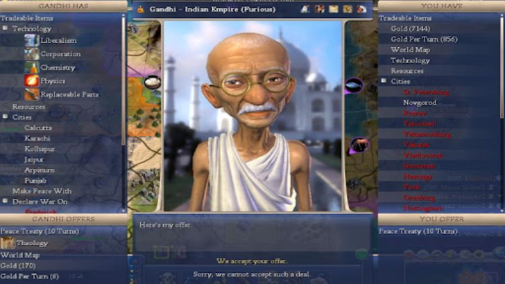 Civ 7 non avrà Gandhi per diventare nucleare, ma l'ha mai fatto?