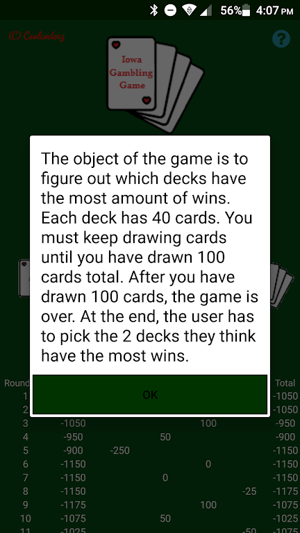 Iowa Gambling Game: Decision Making With Cards Screenshot 1