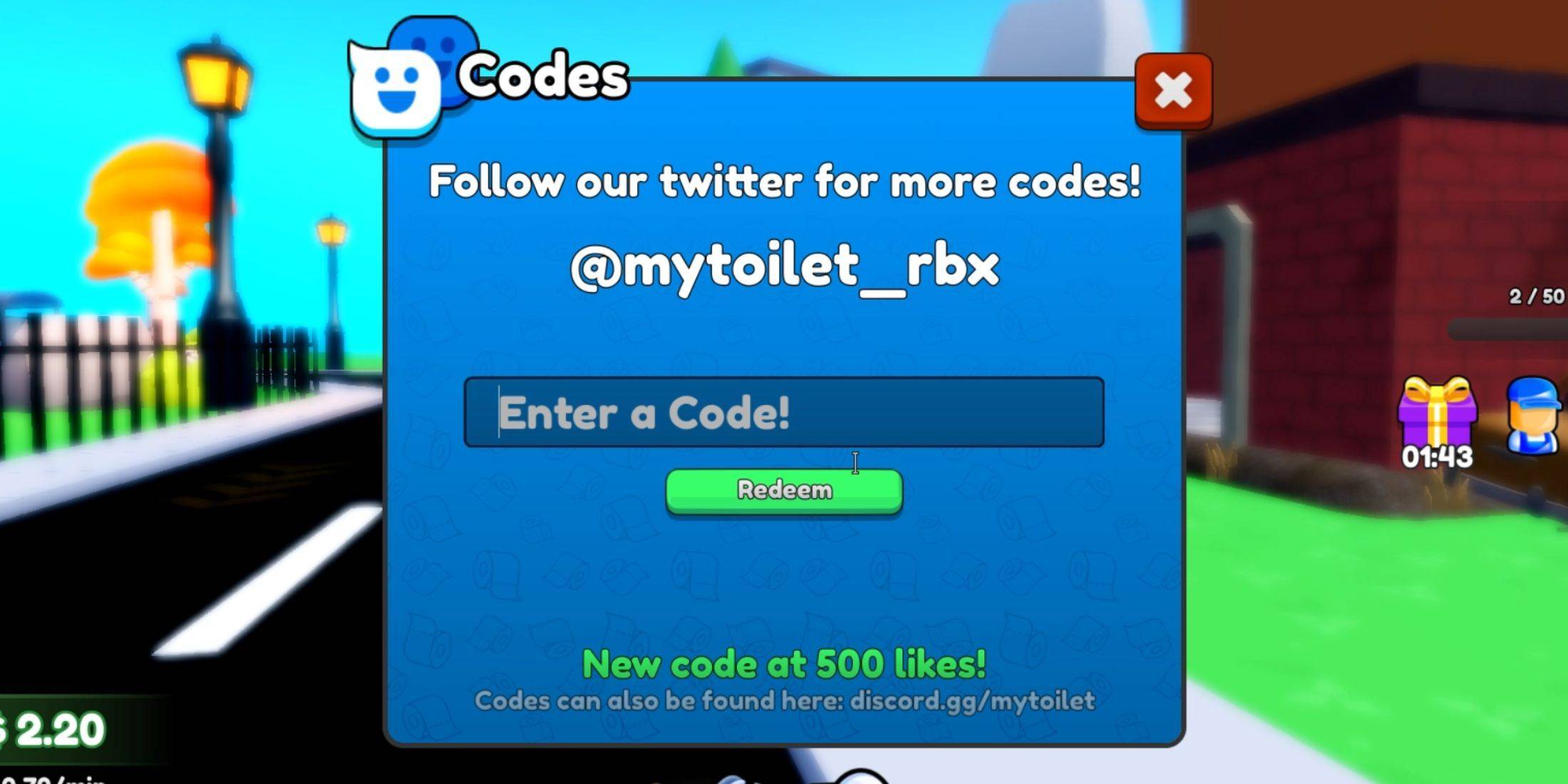 My Toilet Code Redemption Screenshot