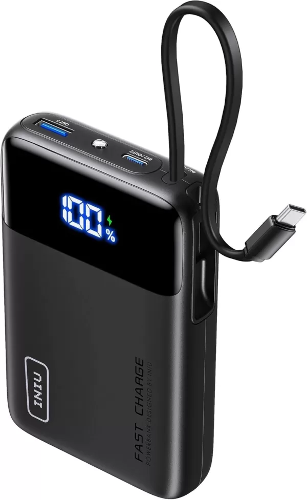INIU 45W 20000mAh Power Bank with Built-in USB-C Cable