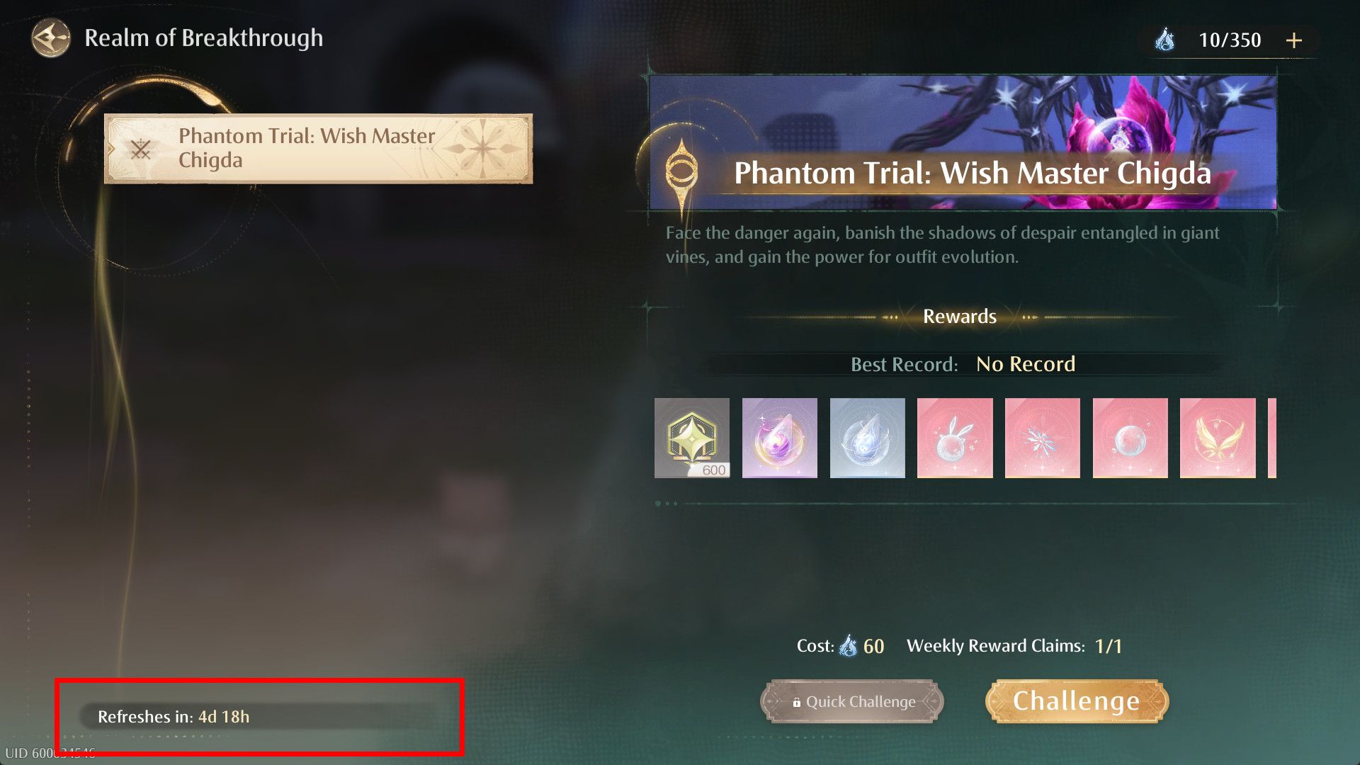 Realm of Breakthrough Reset Timer