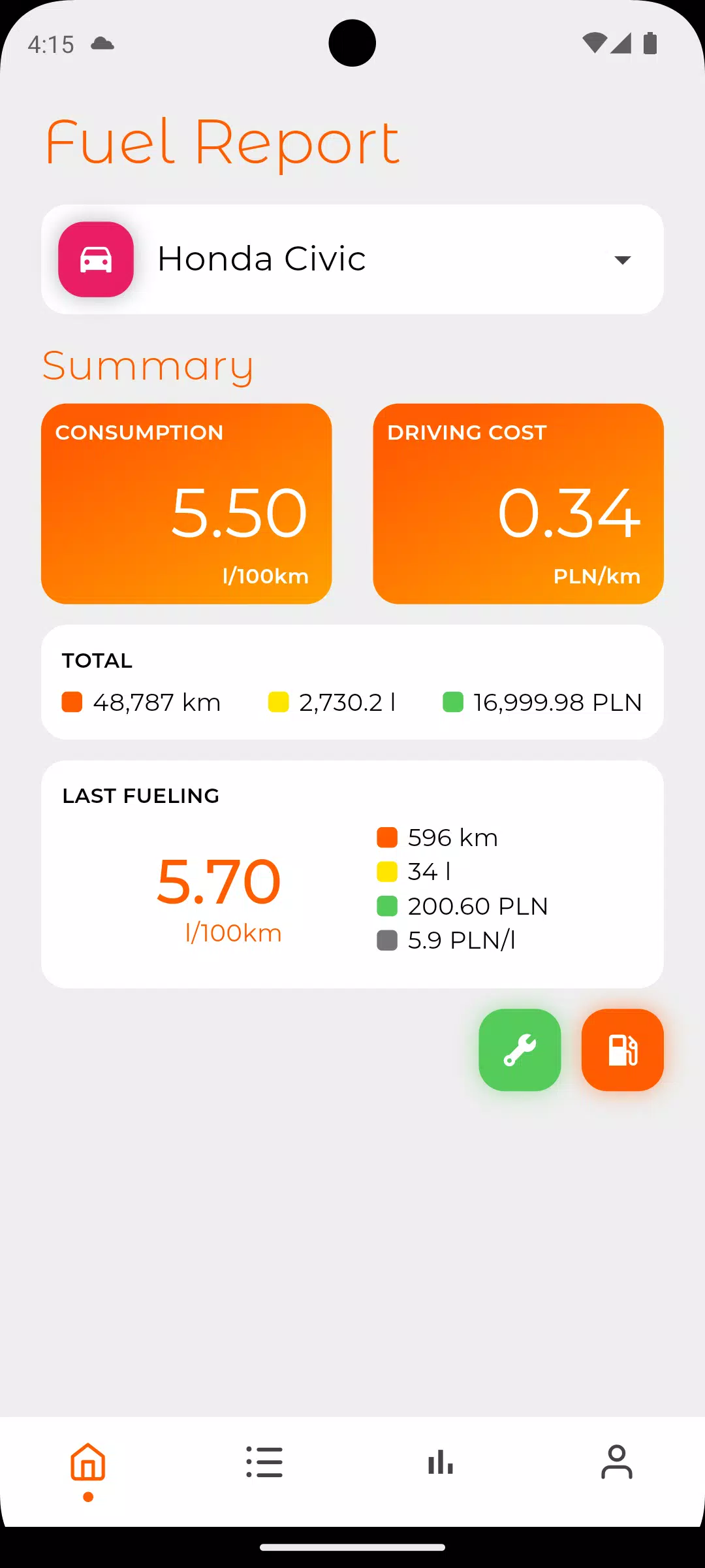 Fuel Log Schermafbeelding 0