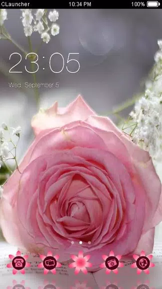 Pretty Pink Rose Theme Captura de pantalla 0