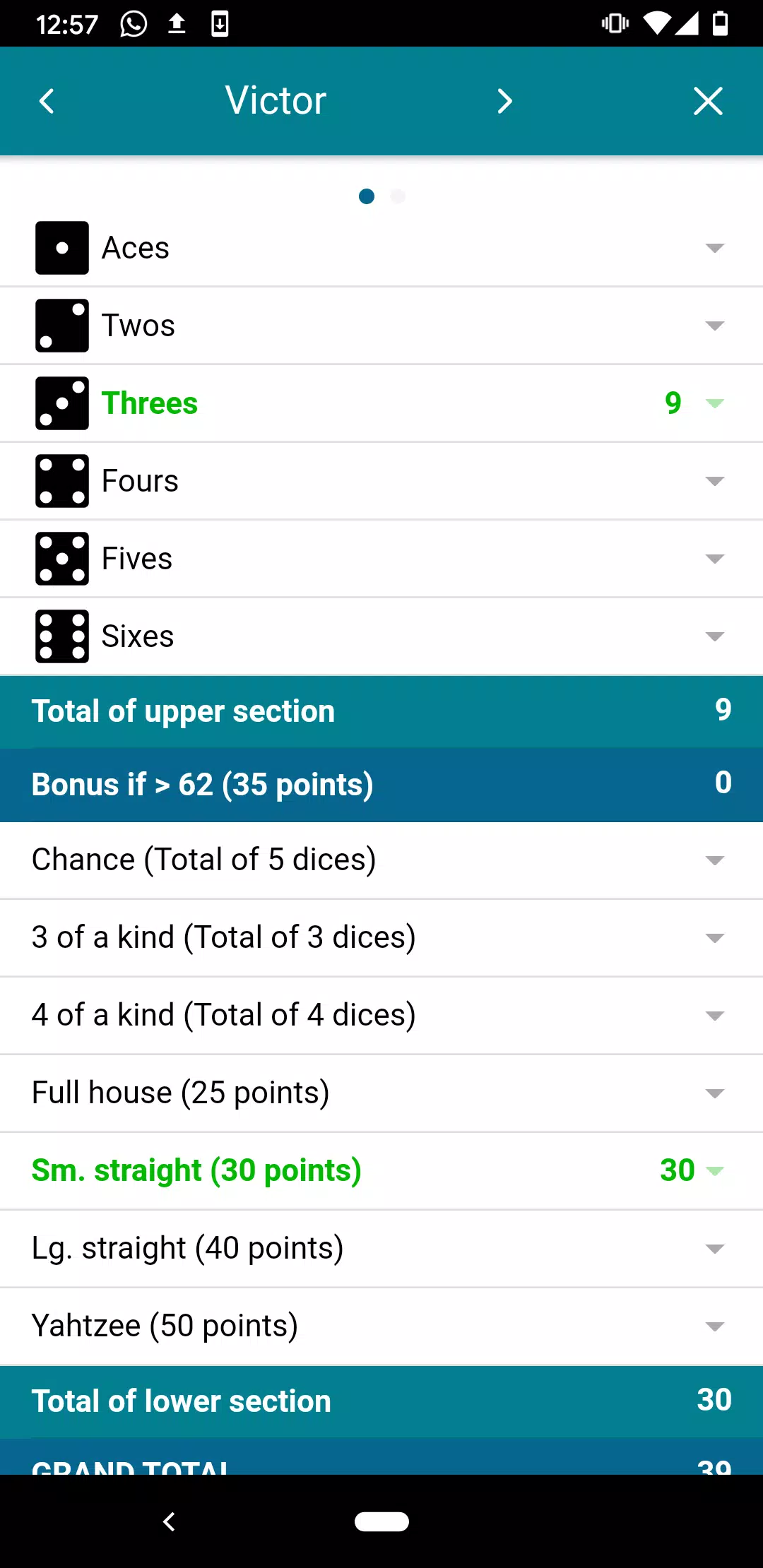 Yam’s ScoreSheet (no advertisi Screenshot 1