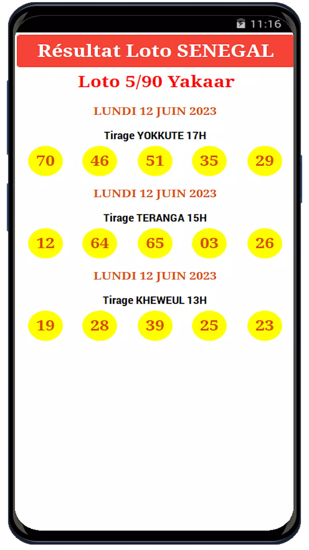 Schermata Loto Yakaar & SenLoto résultat 2