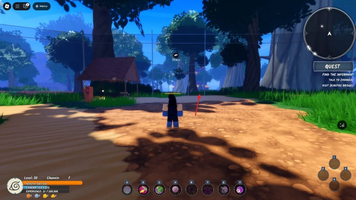 Lokasi Enterance to The Dead Forest di Ninja Time Roblox Experience