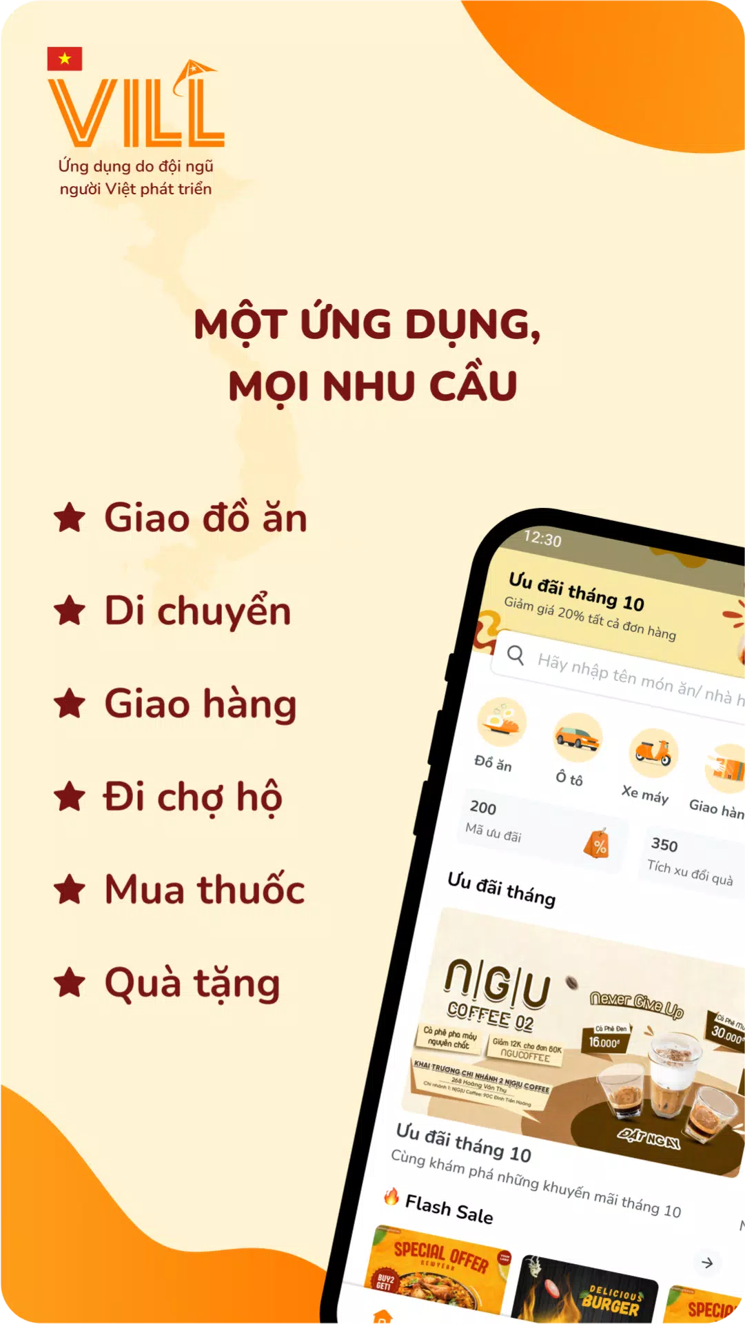 VILL: Đồ ăn, Giao hàng, Gọi xe應用截圖第0張