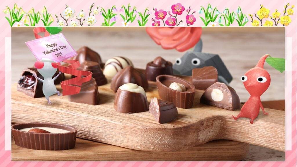 É a estação do amor e o chocolate no evento do Dia dos Namorados de Pikmin Bloom