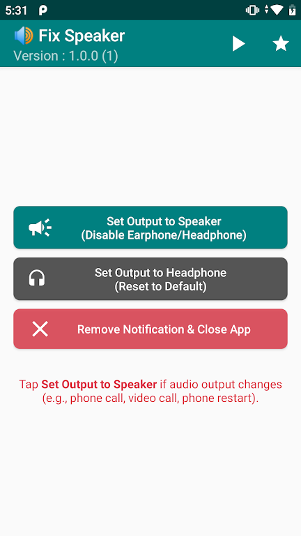 Fix Speaker - Disable Earphone Capture d'écran 0