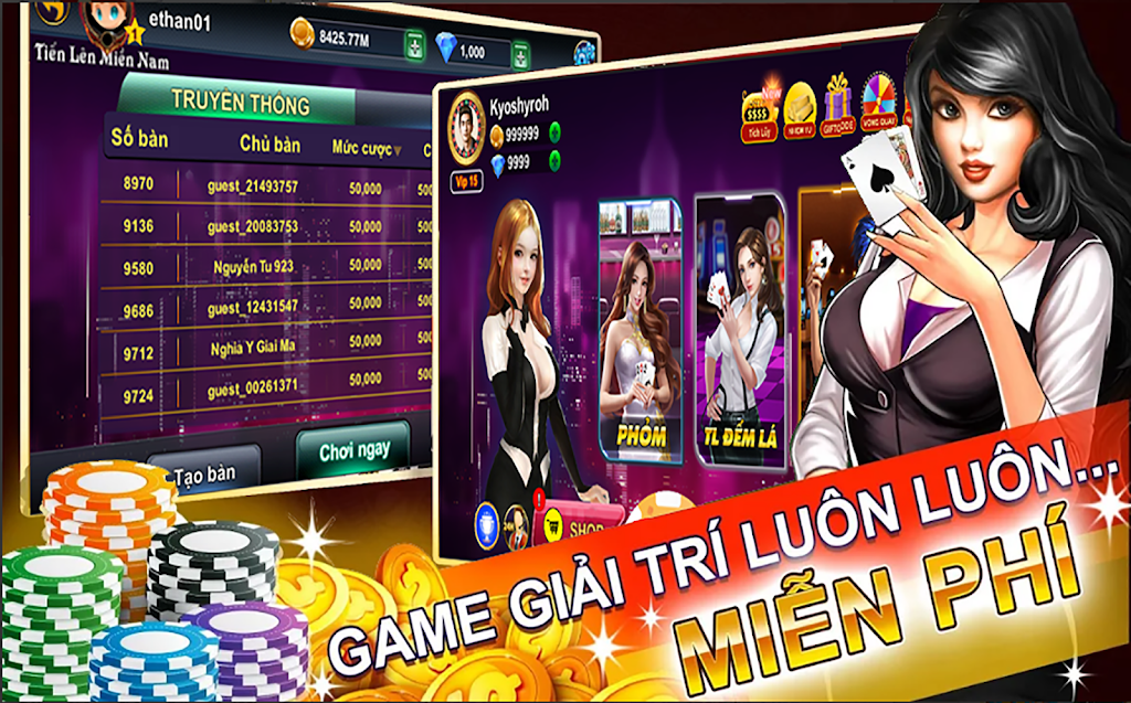 Tiến lên đếm lá online - tien len 2019 Ảnh chụp màn hình 2