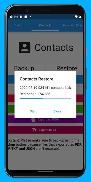 Call Log Backup,Restore & PDF Export Captura de pantalla 1