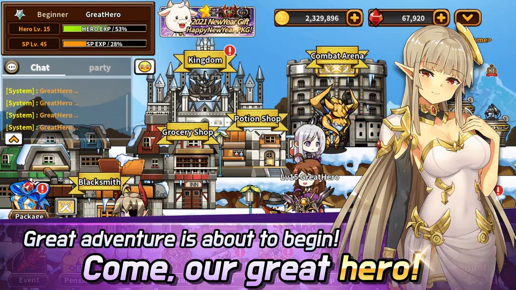 Hero Town Online : 2D MMORPG Captura de pantalla 1