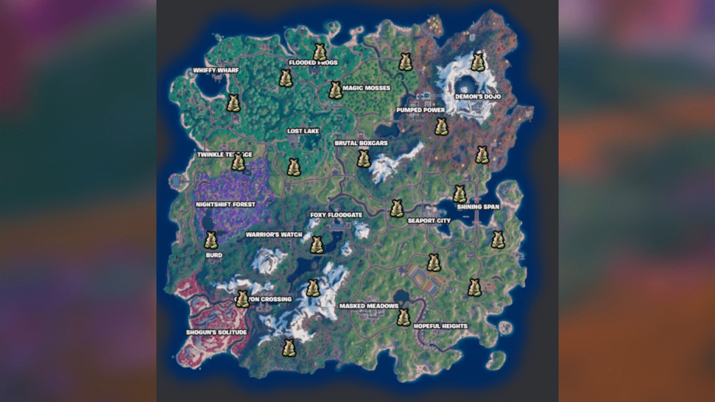 Fortnite地图上所有地精灵的可能刷新点